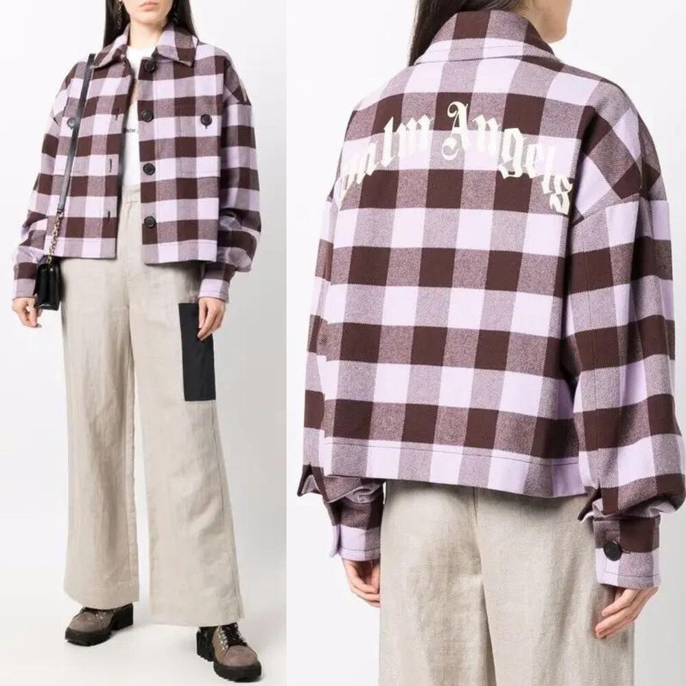 Palm Angels | Back Logo Buffalo Check Flannel Jacket 40 US L